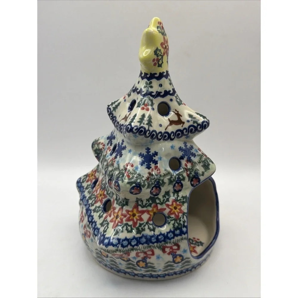 Vena Polish Pottery Christmas Tree Votive 8.5